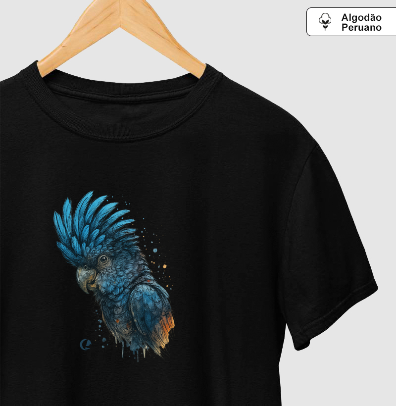 Camiseta Algodão Peruano - Arte Cacatua Red-Tail