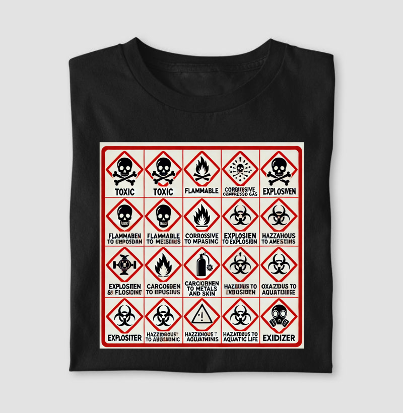 Camiseta Pictogramas de Segurança Química