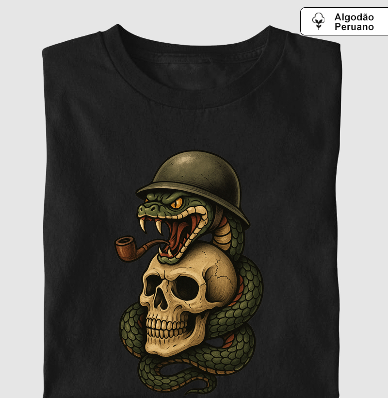 Camiseta Cobra Fumando - Algodão Peruano