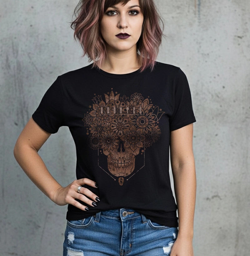 SKULL FRONT FLOWER VT (Babylook)