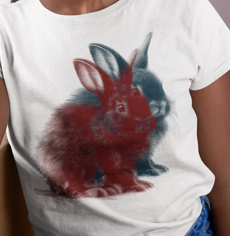 "Elegância Bicolor" Camiseta Coelho