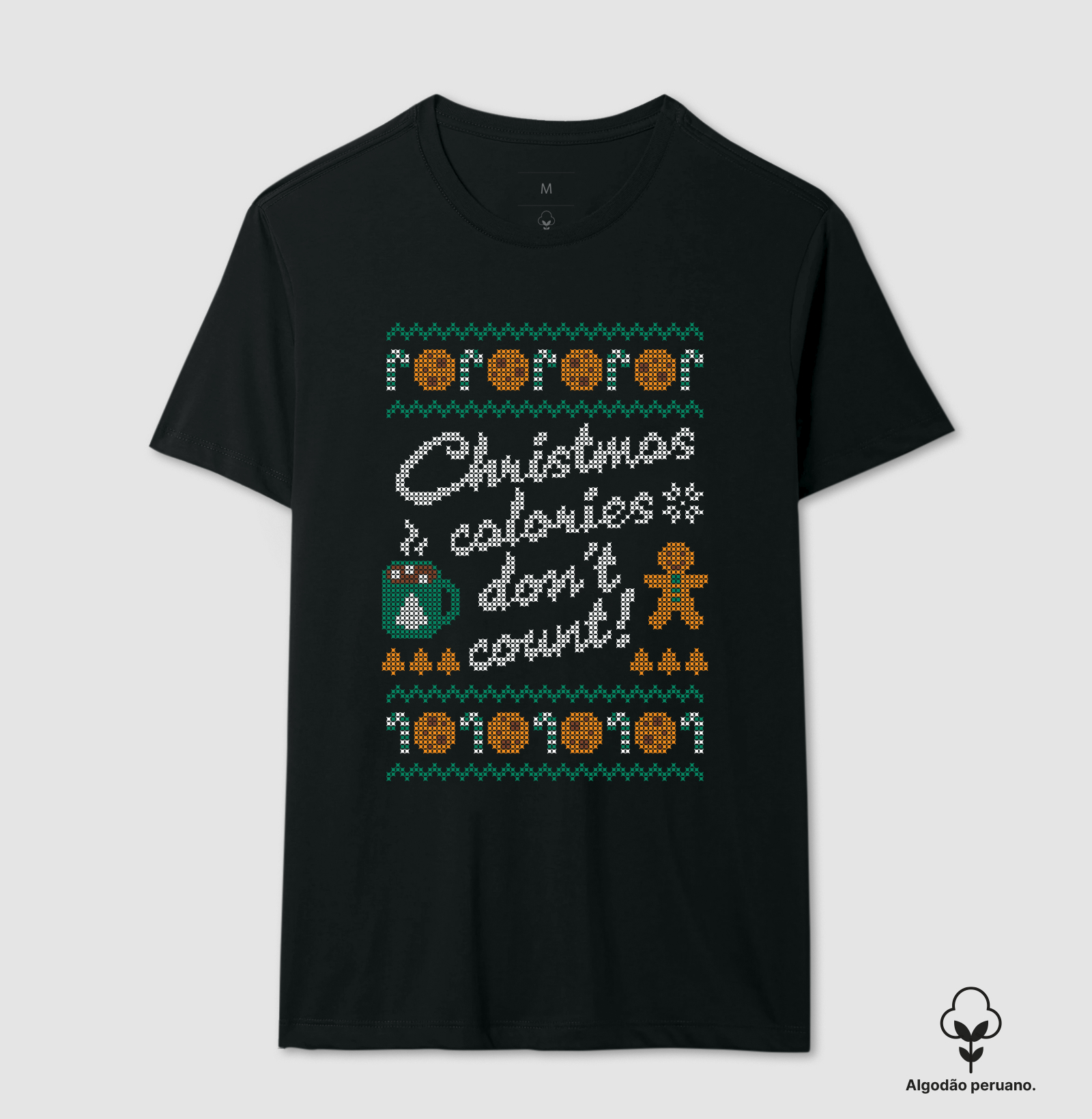 Camiseta Algodão Peruano Natal Calorias 2
