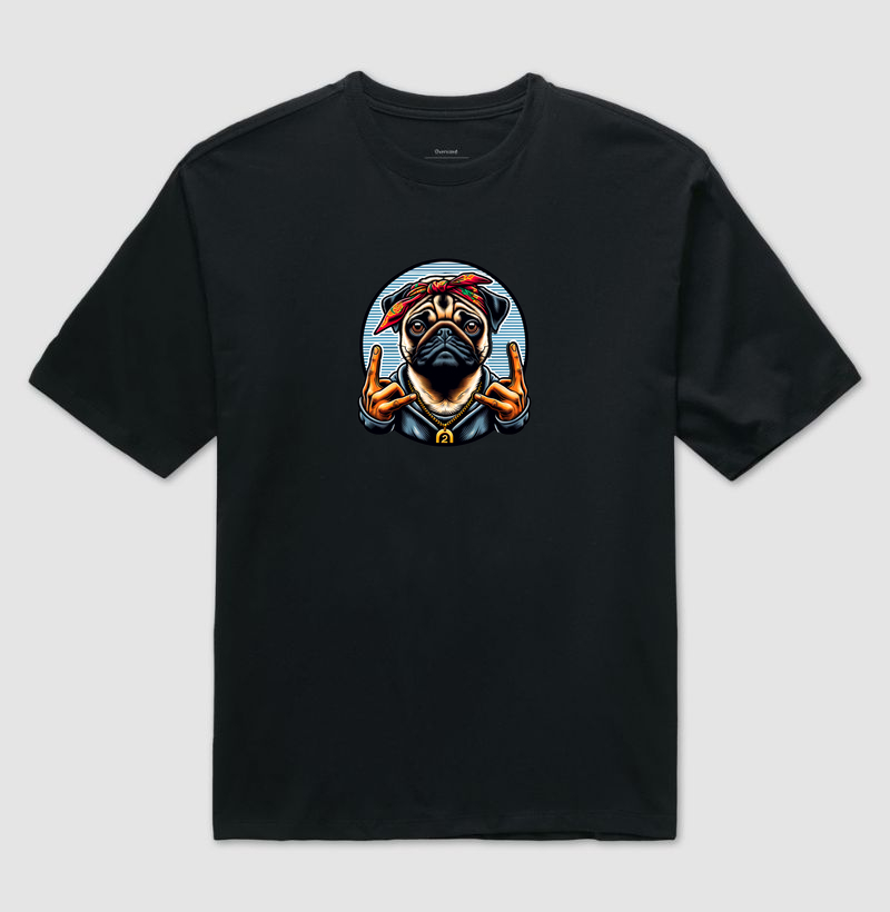 Camiseta Oversized Pug Metal