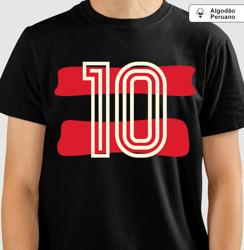 Camiseta de Algodão Peruano camisa 10 rubro negra