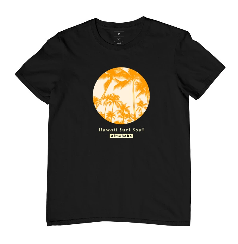 Camiseta Aimobaba Hawaii Surf Soul masculina preta