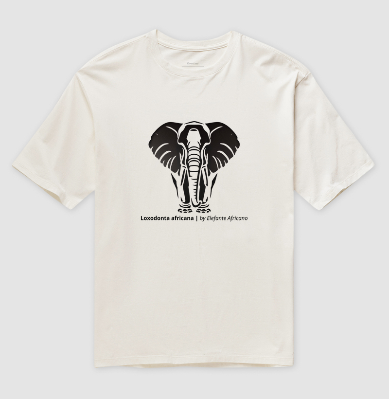 Camiseta Animalis Oversized Elefante 100% Algodão