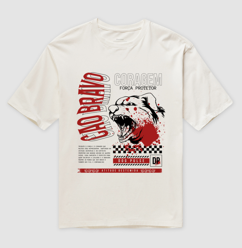 Camiseta Oversized Dog Pulse Cão Bravo - White