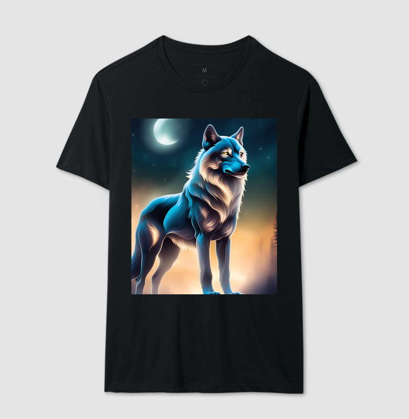Um lindo lobo de vidro sobre uma noite escura