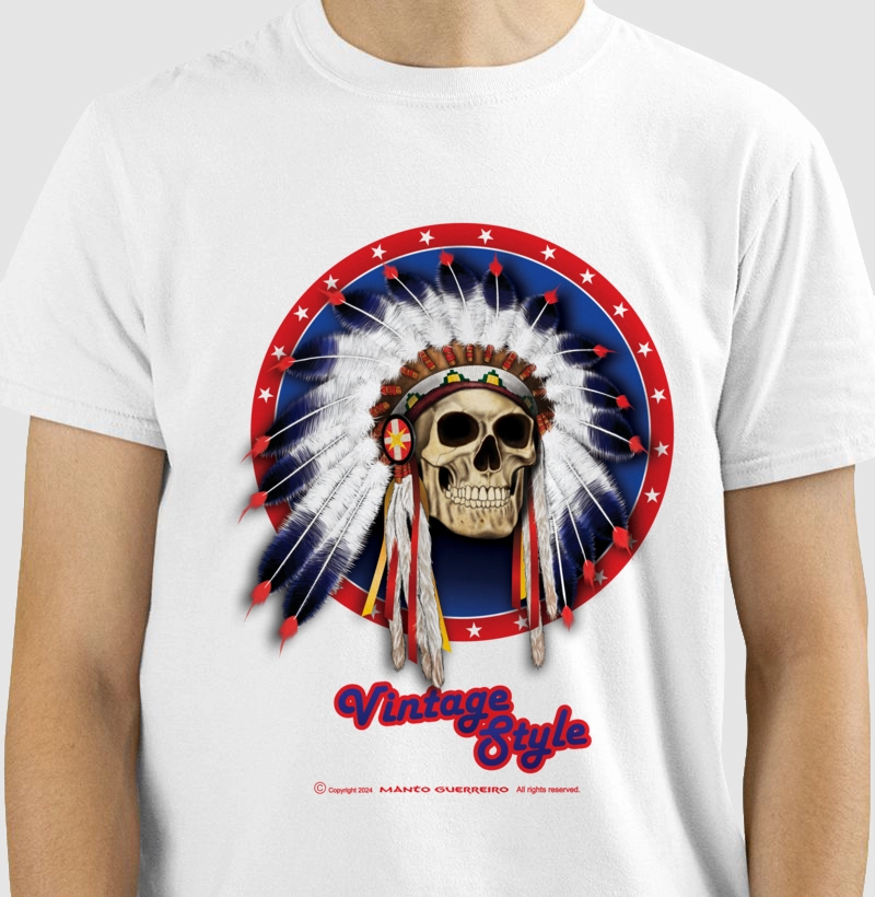 Camisa Indian Vintage Style Branca Masculina
