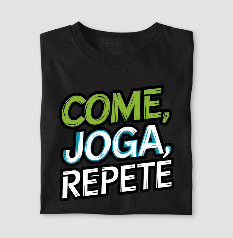 Camiseta de Futebol "Come, Joga, Repete" | Estampa Divertida e Estilosa | Camiseta Premium de Algodão
