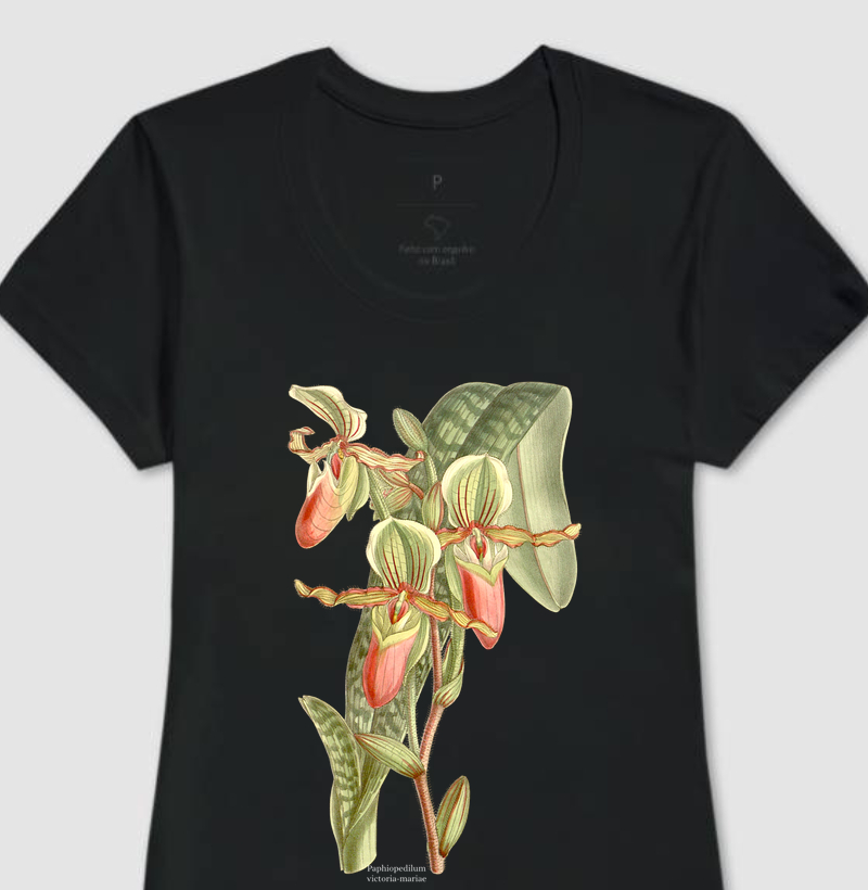 Camiseta Feminina Paphiopedilum victoria-mariae (orquida)