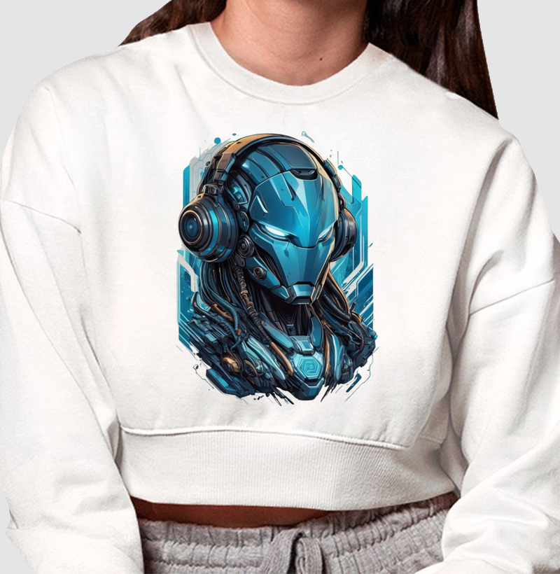 Cyber Warrior: Moletom Cropped - Futurista