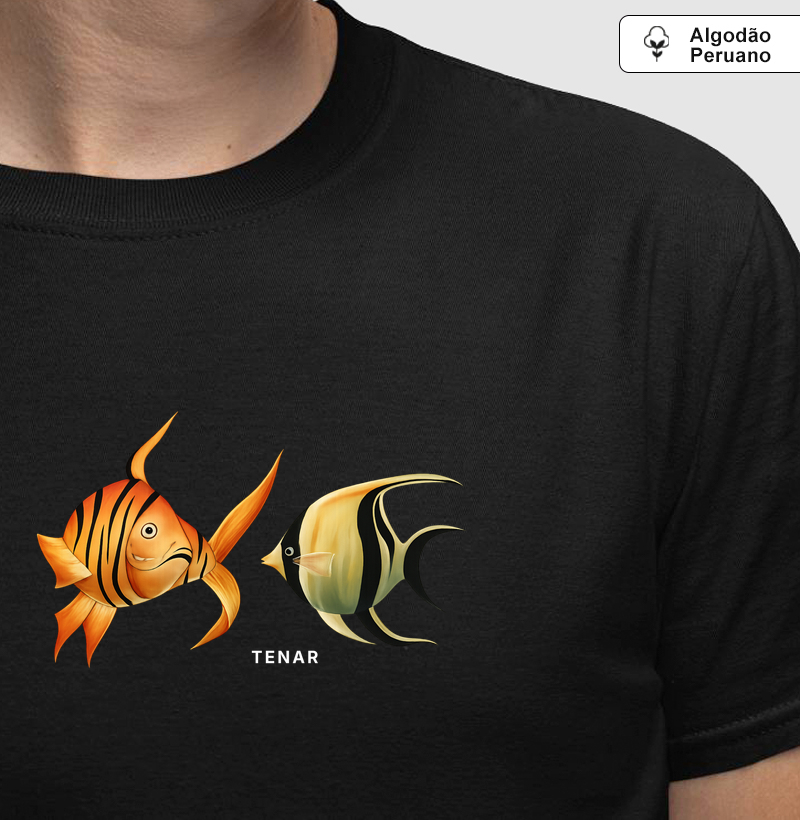 CAMISETA AUTORAL - PEIXES PRETA (ALGODÃO PERUANO)