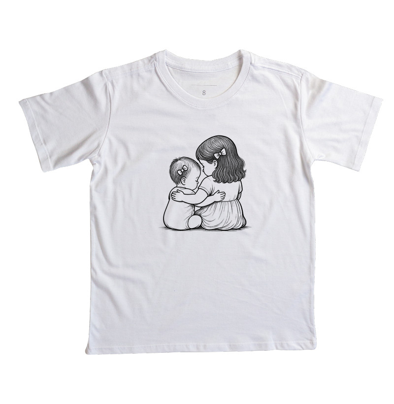 Abraço - criança menina 2 anos e bebê memina 6 meses - lacinhos no cabelo (infantil)