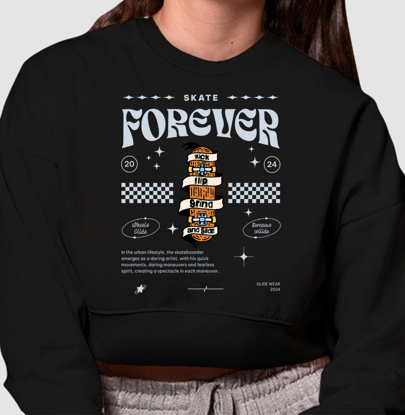 Cropped Moletom Glidewear Skate Forever