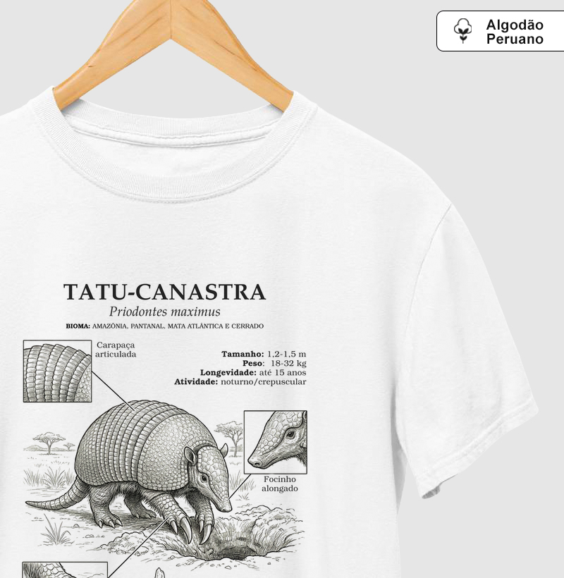 Camiseta Prime Tatu-Canastra Vintage  | Coleção Enciclopédia Tropical