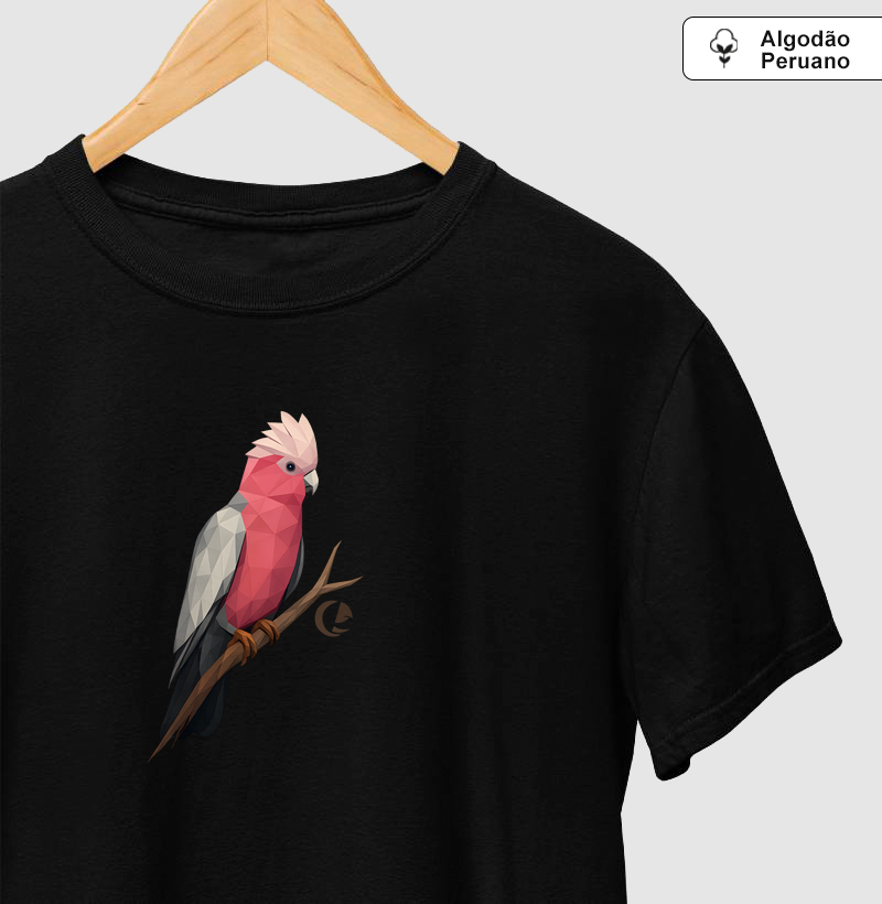 Camiseta Algodão Peruano Cacatua Galah Vitral