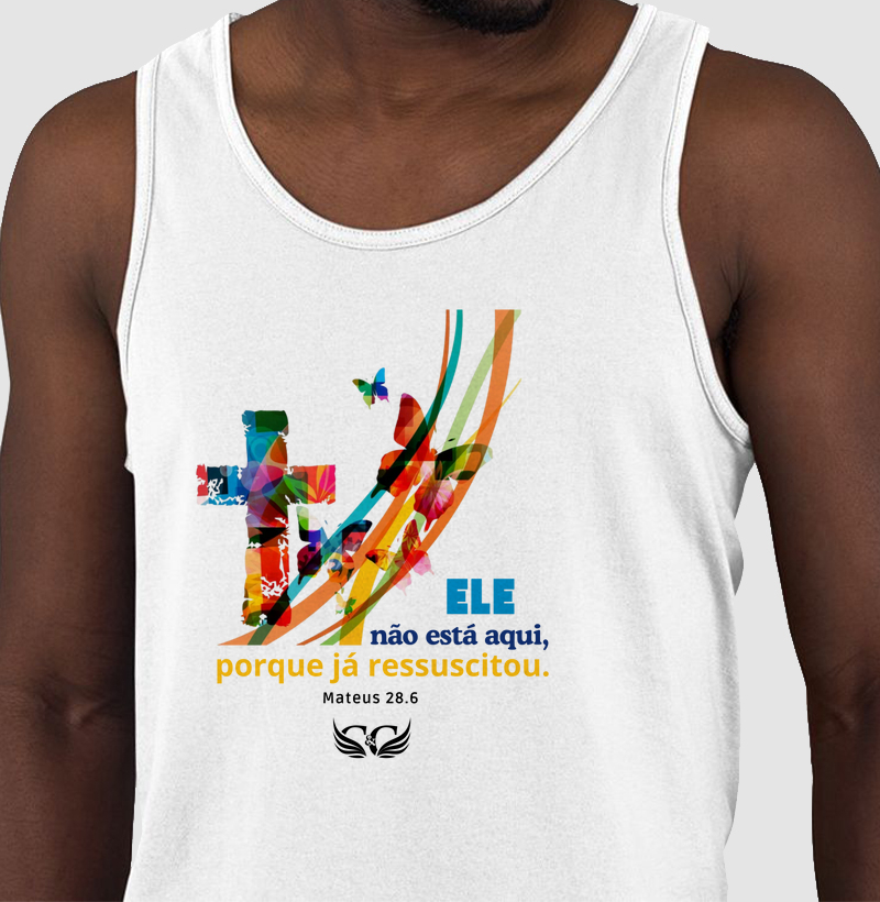 Camiseta de Páscoa Ele não ]está aqui.