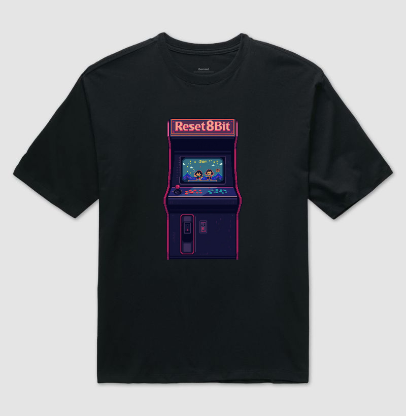Camiseta Oversized Fliperama Reset8Bit