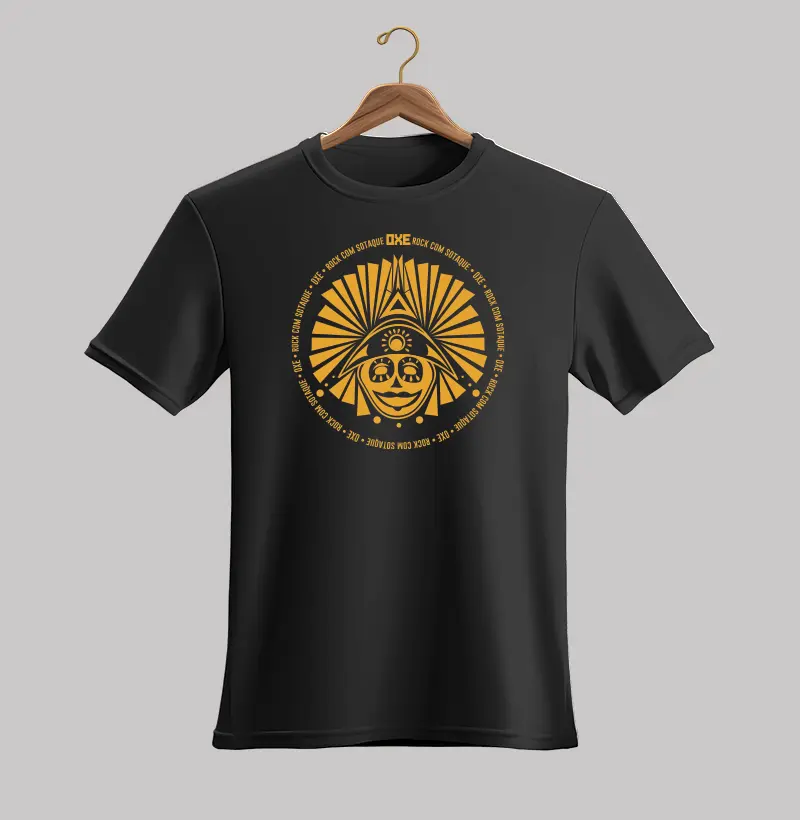 Camiseta Preta OXE - Personagem - Rock com sotaque