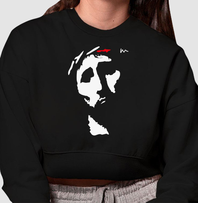 Cropped Moletom Rosto de Cristo