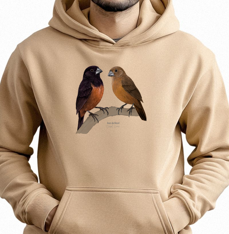 Aves do Brasil II - Casal de Curiós - Moletom Hoodie