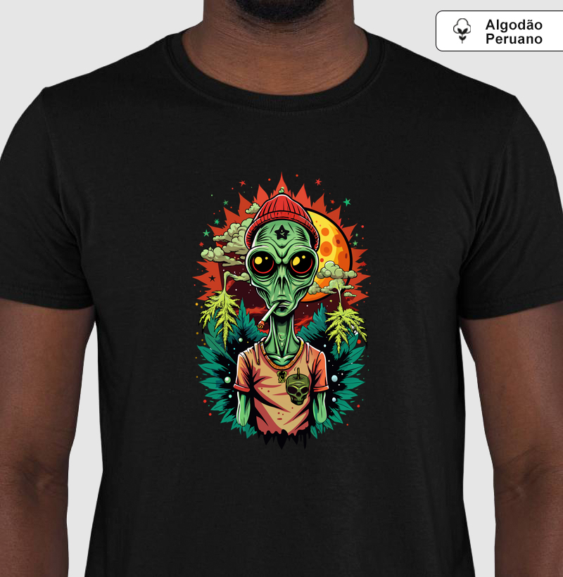 Camiseta Algodão Peruano Alien Stoner
