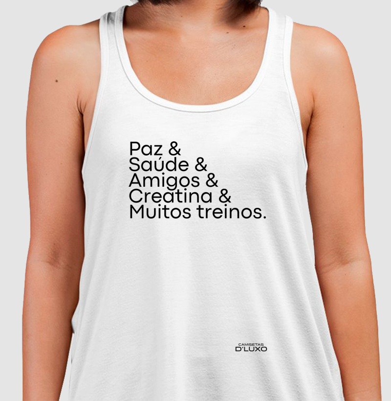 Paz e saúde e amigos e creatina e