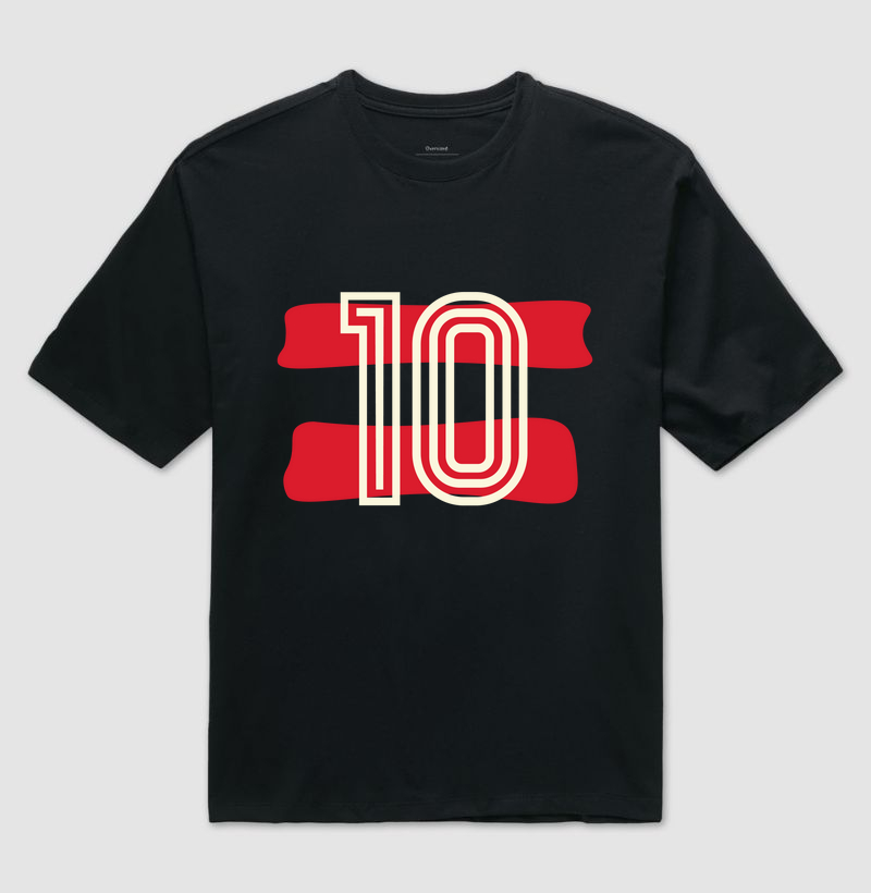 Camiseta Oversized camisa 10 rubro negra