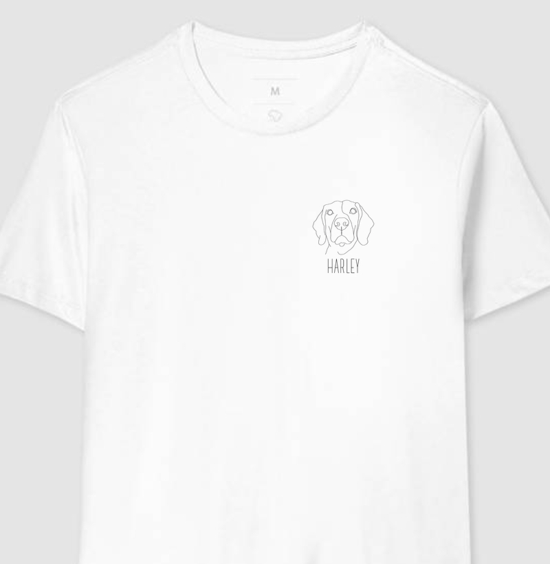 Camiseta Pet Personalizada – Ilustração em Traço Fino