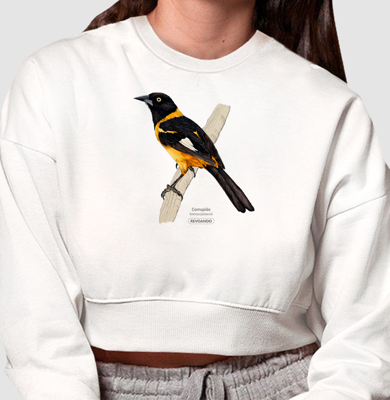Aves do Brasil - Corrupião - Moletom Cropped