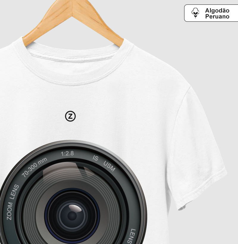 Camiseta lente fotográfica ZAIRE algodão Peruano