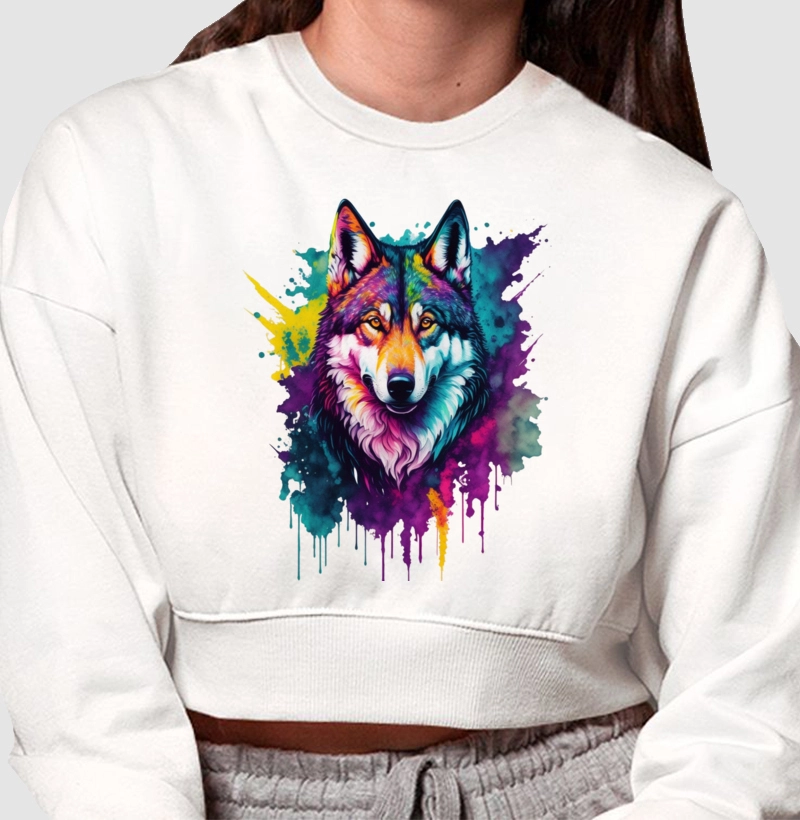 Moletom Cropped Lobo Sereno