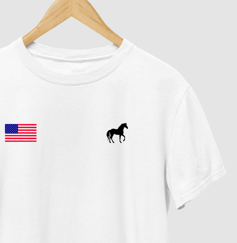 Camiseta country branca minimalista USA