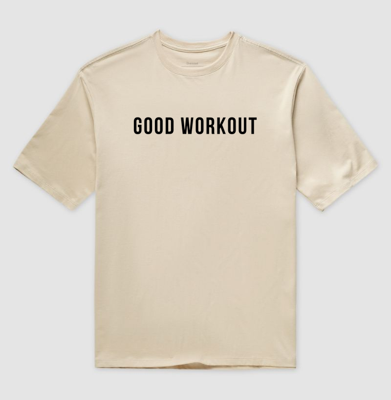 Oversized Good Workout Areia Logo Reta Preta