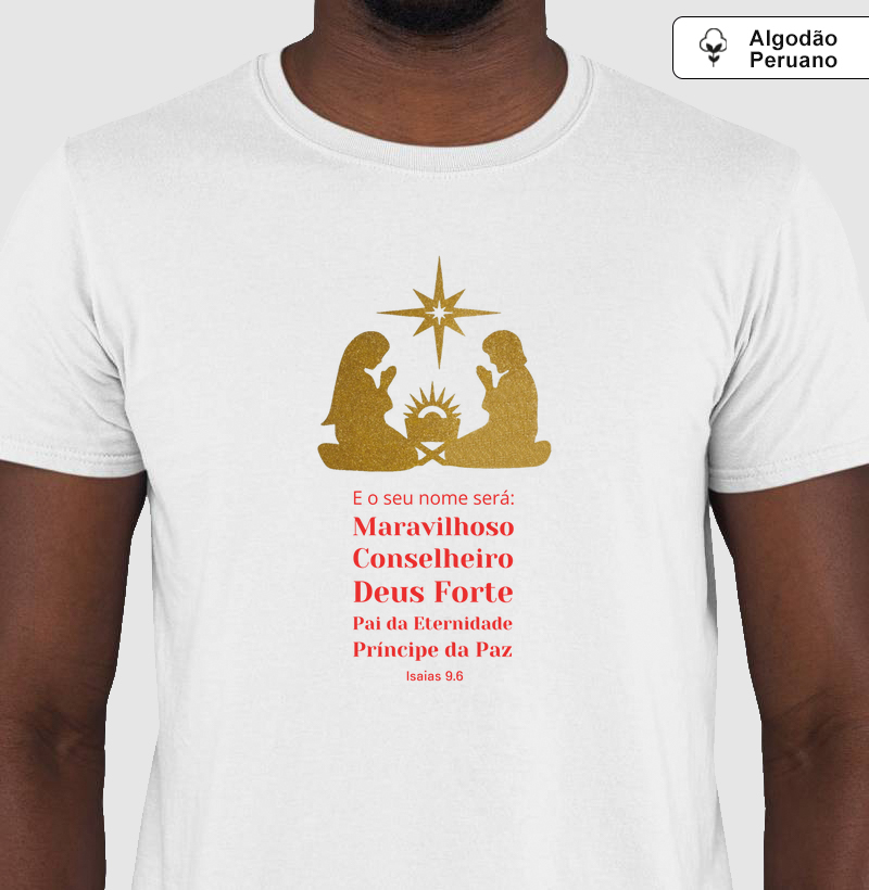 Camiseta de Natal em Algodão Peruano Seu Nome Será