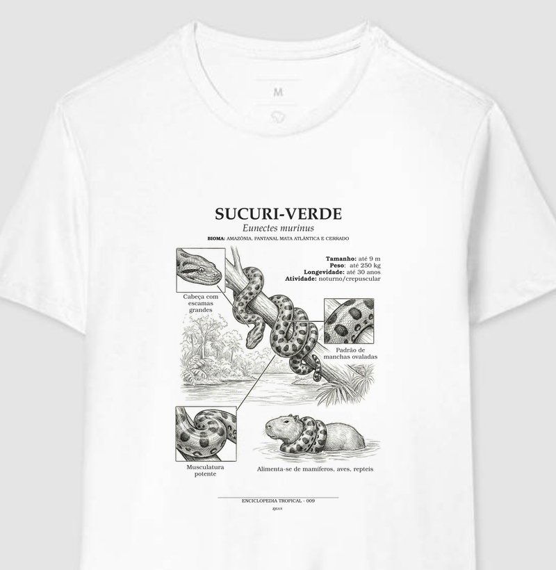 Camiseta Sucuri-Verde Vintage  | Coleção Enciclopédia Tropical
