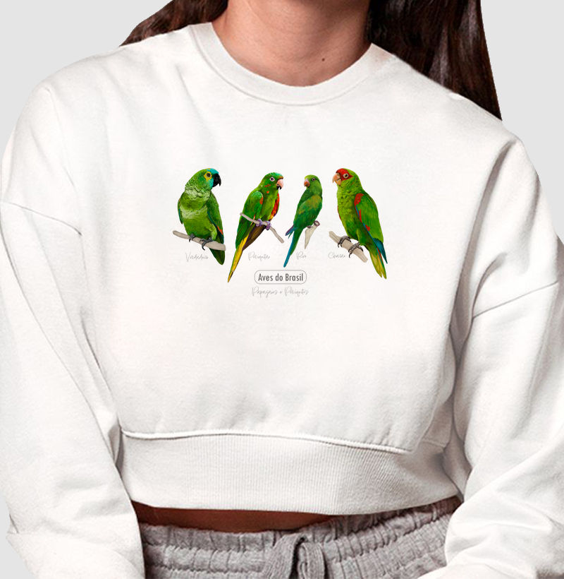 Aves do Brasil - Coletivo Psitas Verdes - Moletom Cropped