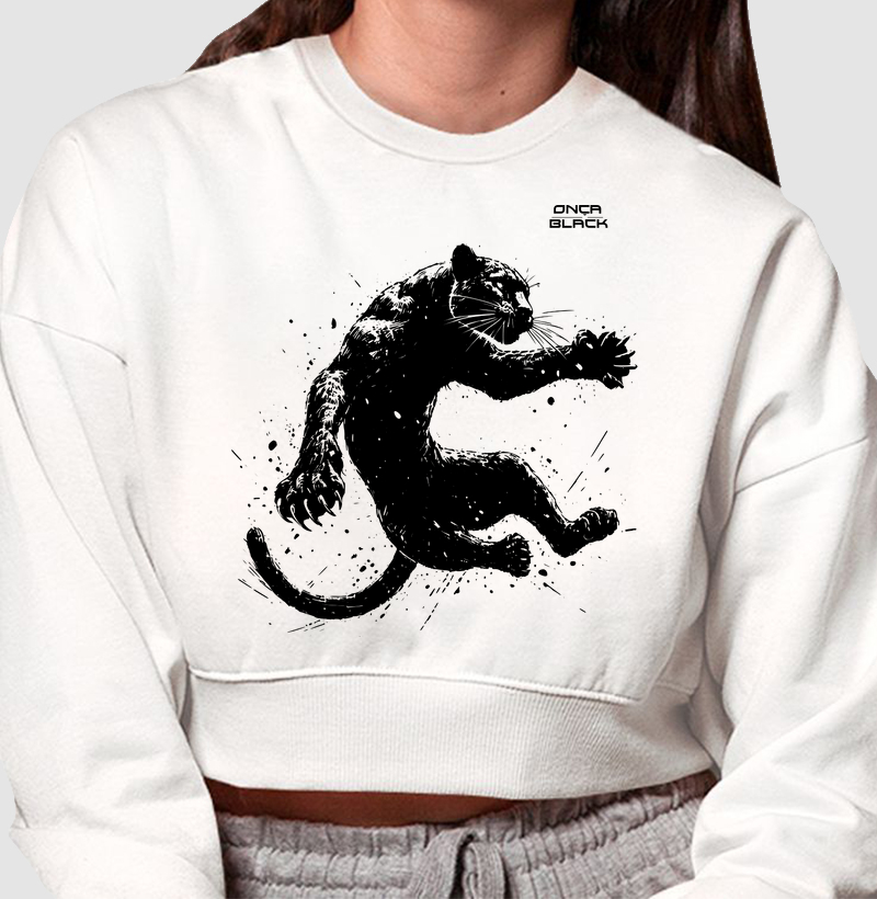 Cropped Moletom  Onça Arte