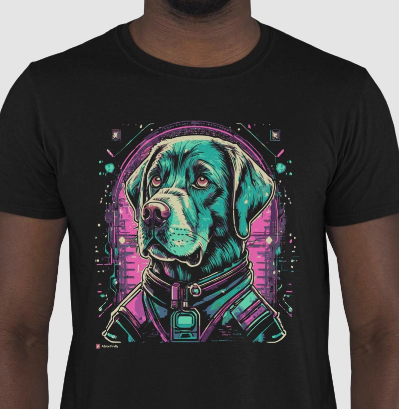 Camiseta Labrador Retriever estilo cyberpunk!