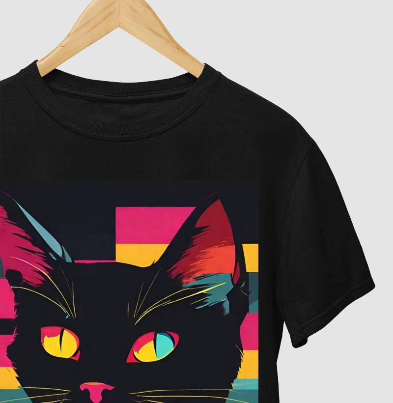 Camiseta Personaliza Reserva Ink - Gato Preto em Pop Art