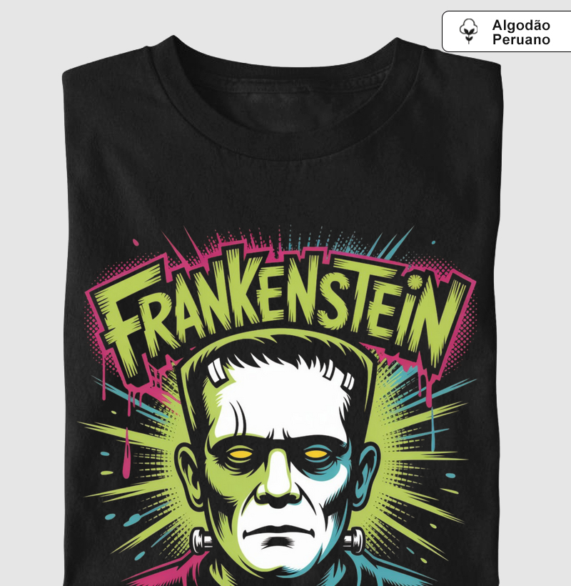 Camiseta Frankenstein Eletrizante - Pop Art Neon 