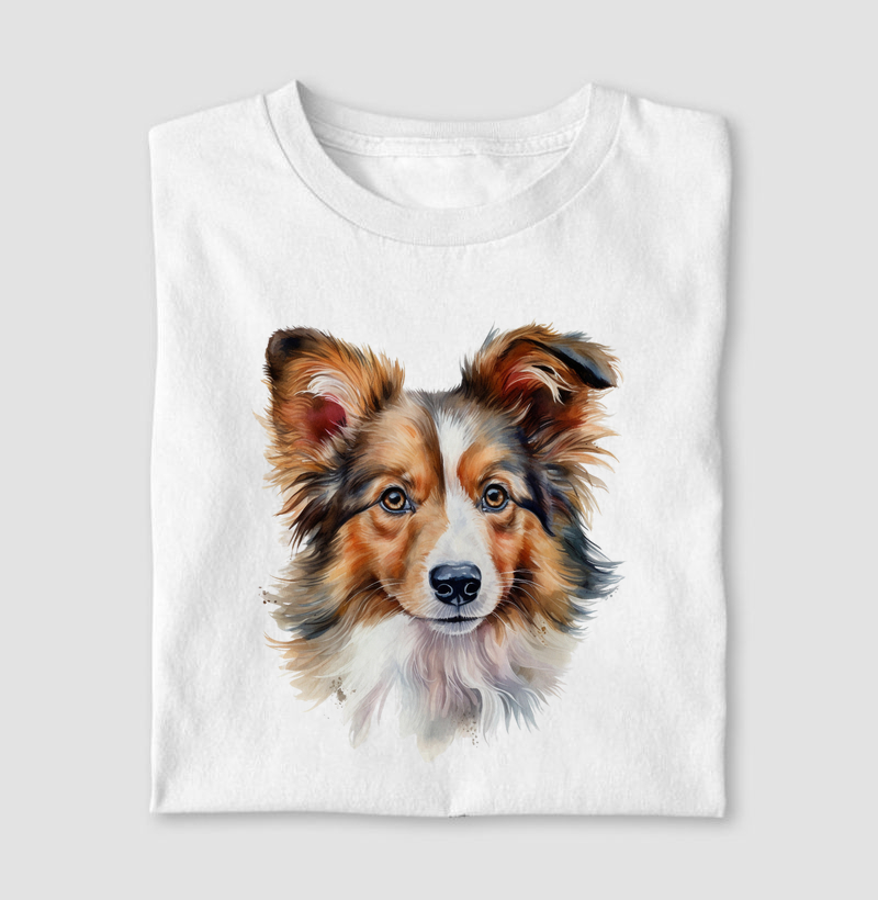 Camiseta - Shetland Sheepdog aquarela