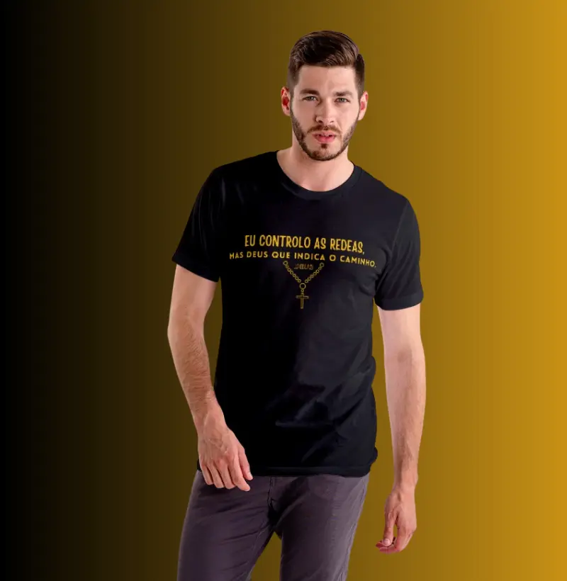  camisetas eu controlo as redeas, mas deus que indica o caminho