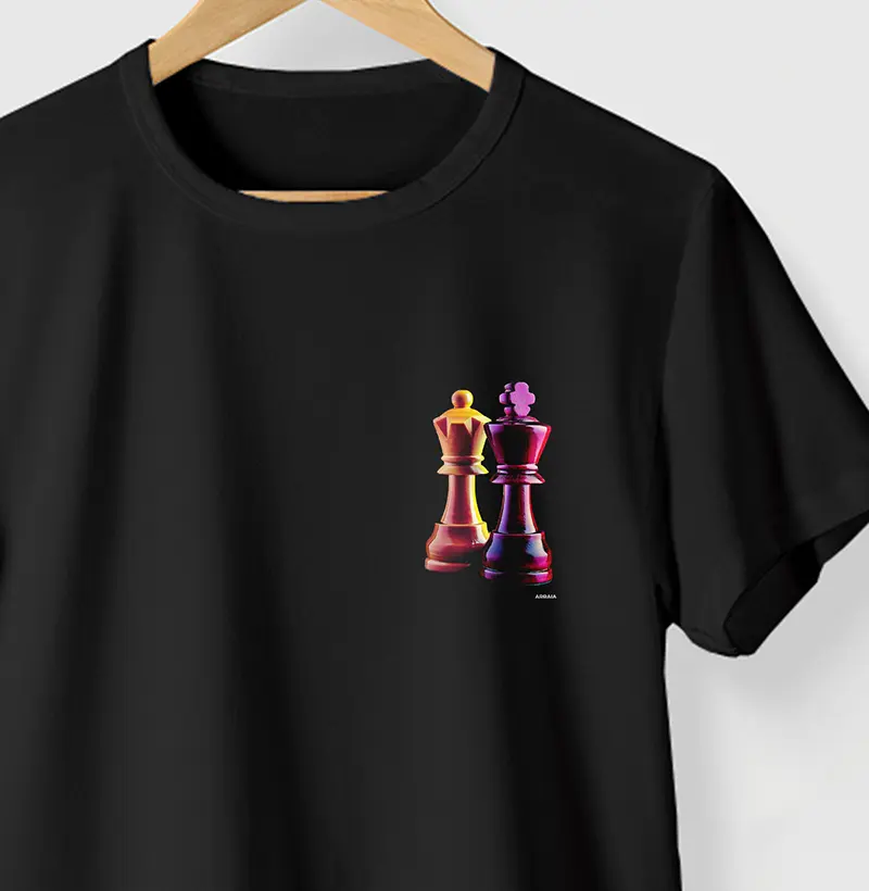 Camiseta XADREZ - PRETA - (100% Algodão)