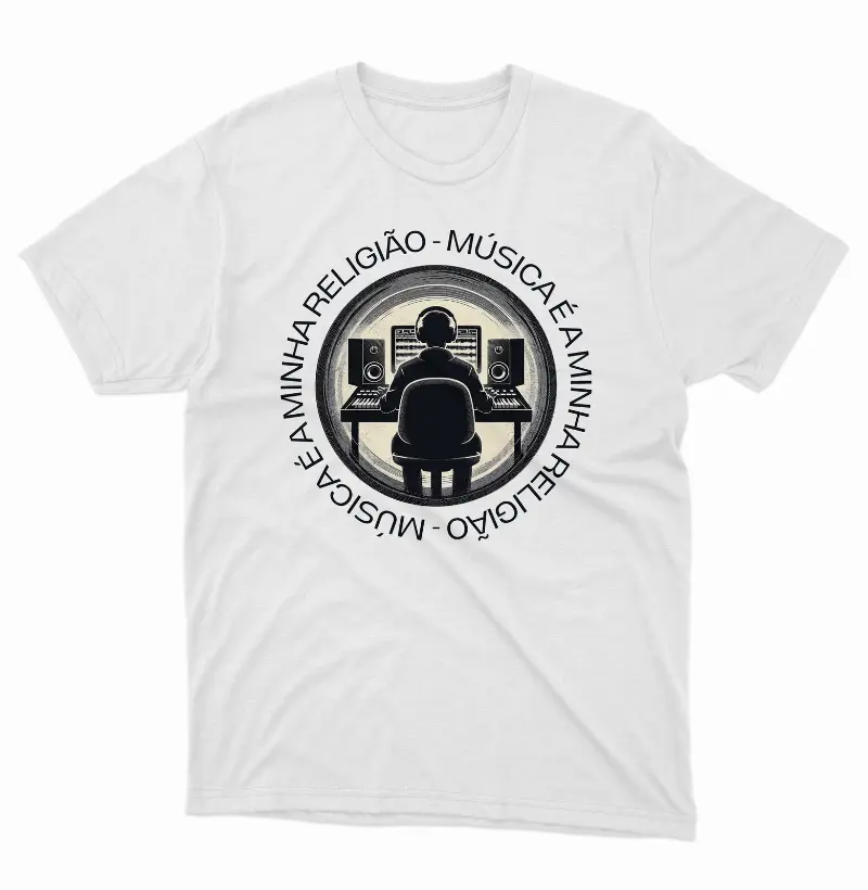 Camiseta Música é a Minha Religião.