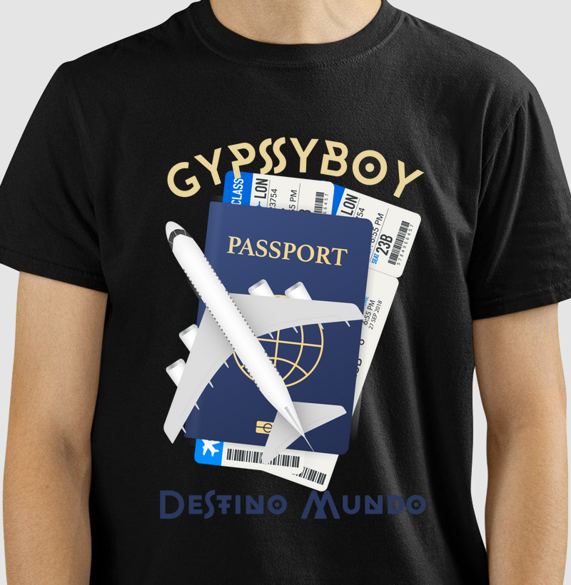 PASSPORT.  T-SHIRT Black Rom - Coleção GYPSYBOYS