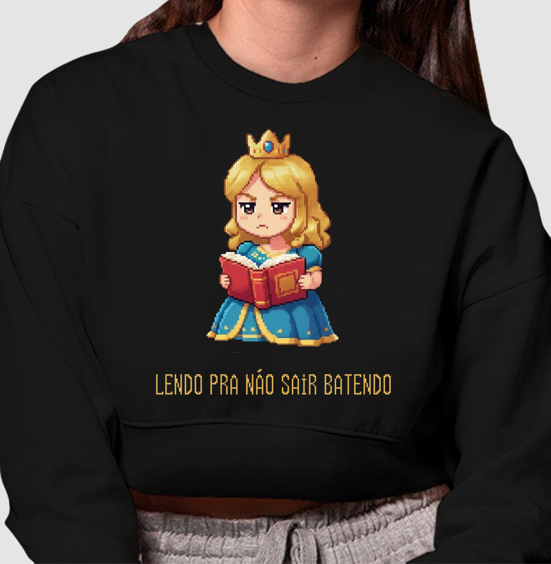 Cropped Moletom Princesa Leitora Reset8Bit
