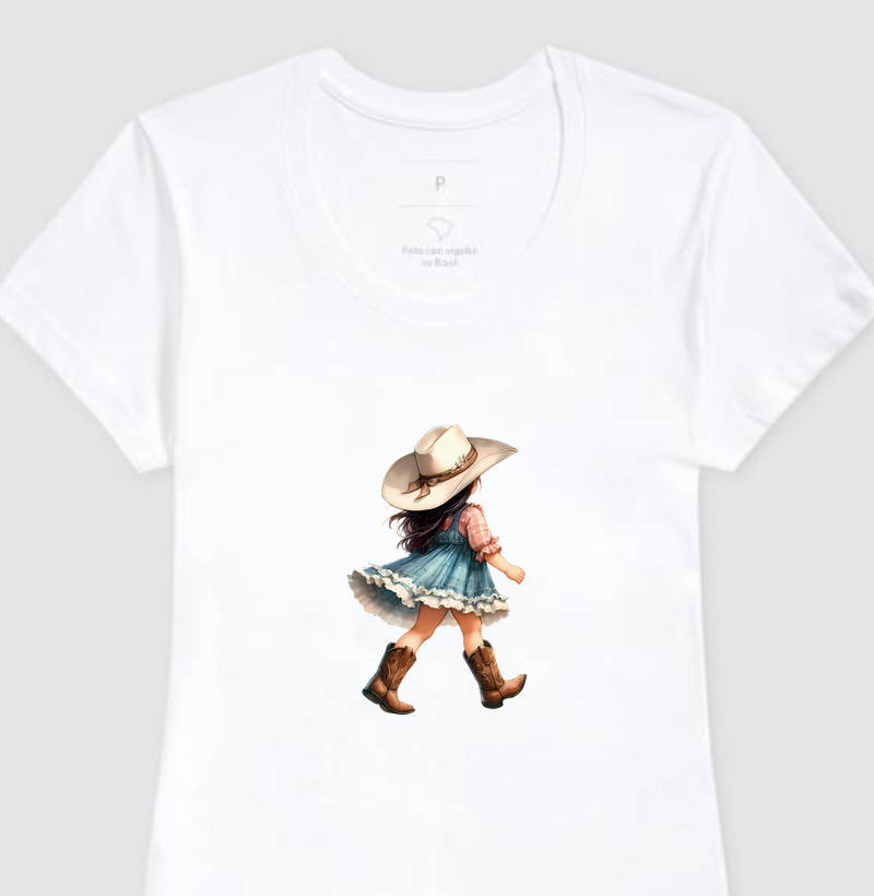 Pequena Cowgirl Cabelo preto - Algodão 30.1