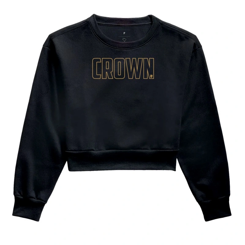 Crown Outline Dourado - Moletom Cropped